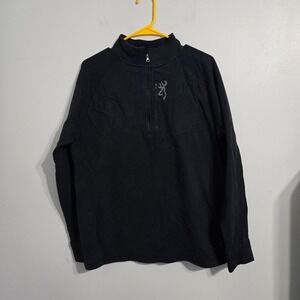 B#18 Browning Quarter Zip Pullover Mens Size L Long Sleeve Black Casual Outdoors